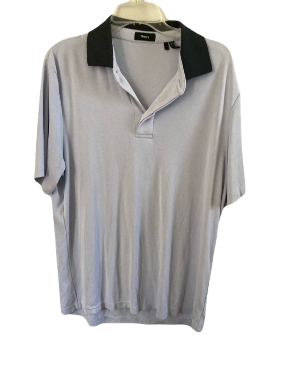 Theory Men's Light Gray Polo with Black Contrast Collar